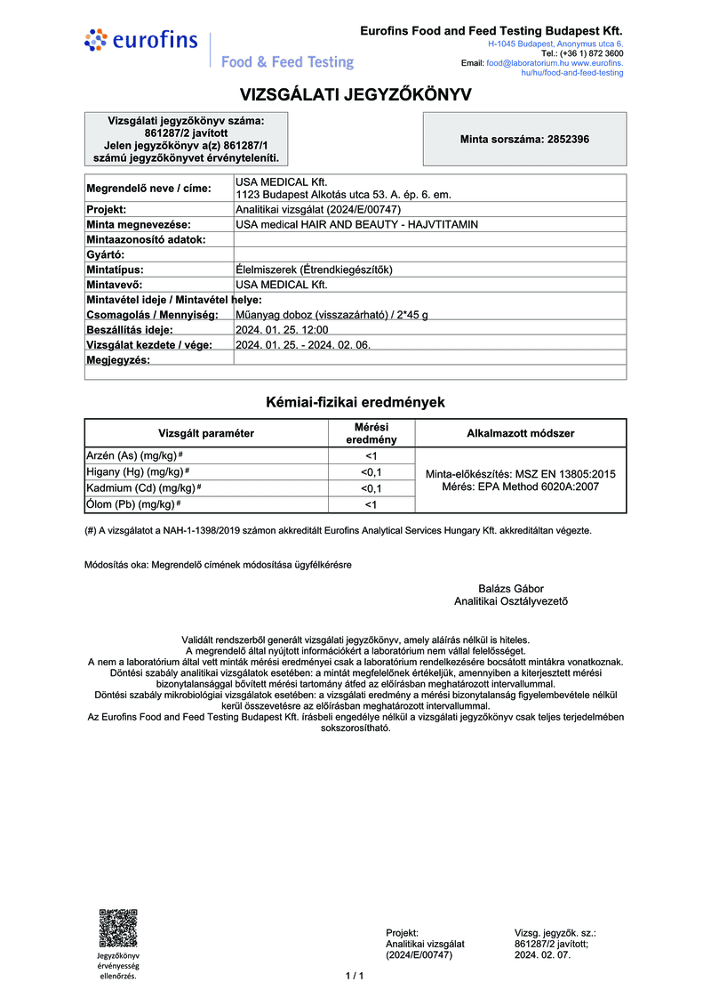 USA medical Hajvitamin kapszula hialuronnal, kollagénnel és biotinnal 60 db