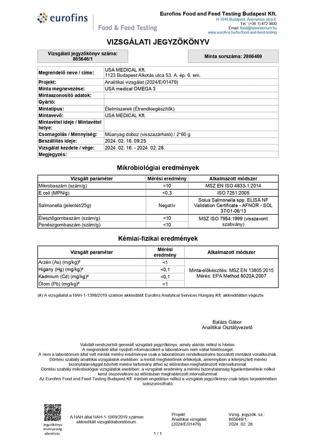 Omega 3 halolaj kapszula magas EPA & DHA tartalommal 60 db