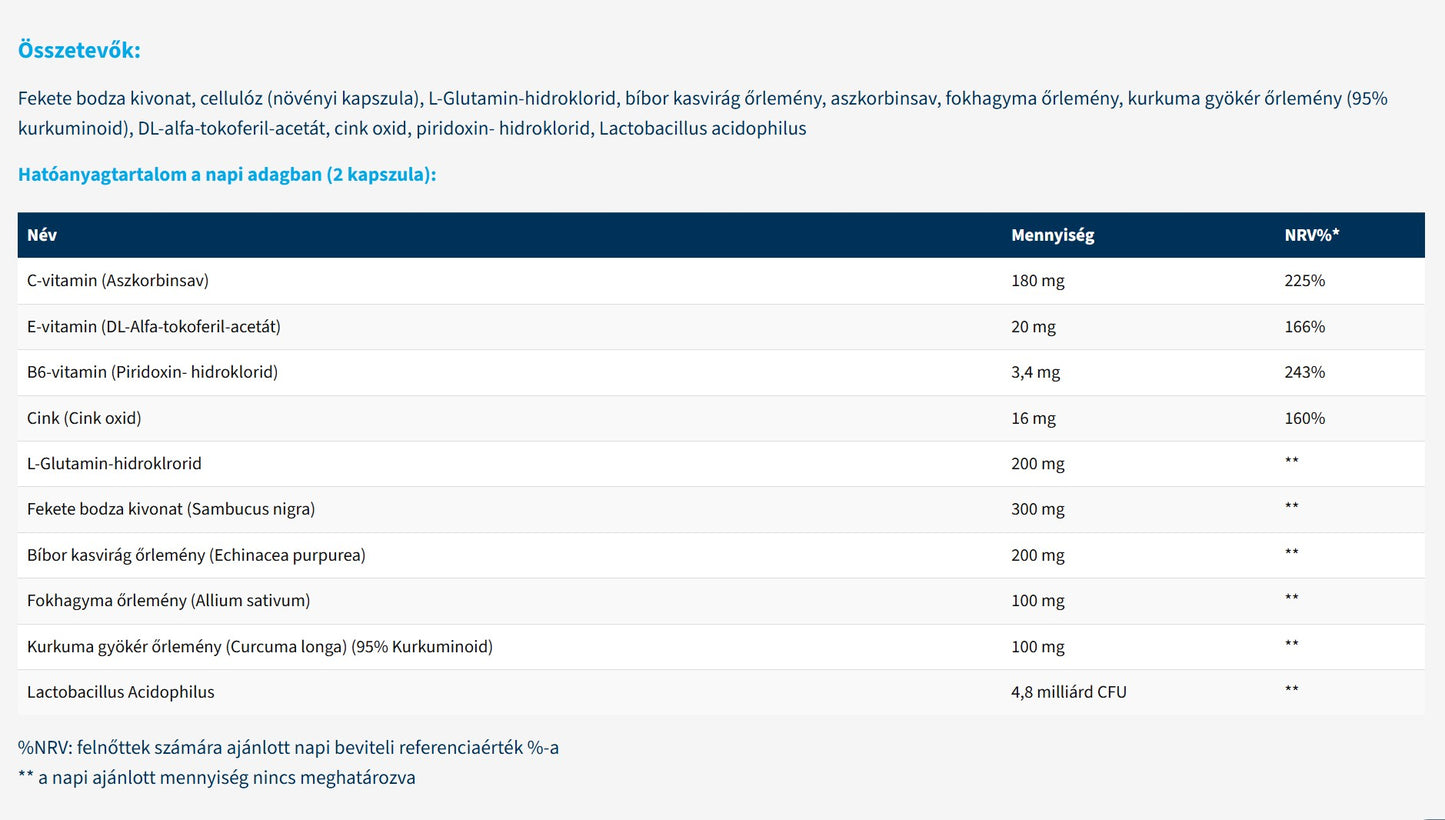 USA Immunsupport gyógynövény kivonatokkal és vitaminokkal 60 db