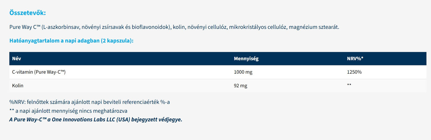 USA Liposzómás C-vitamin 1000 mg Pure Way-C™ 60 db