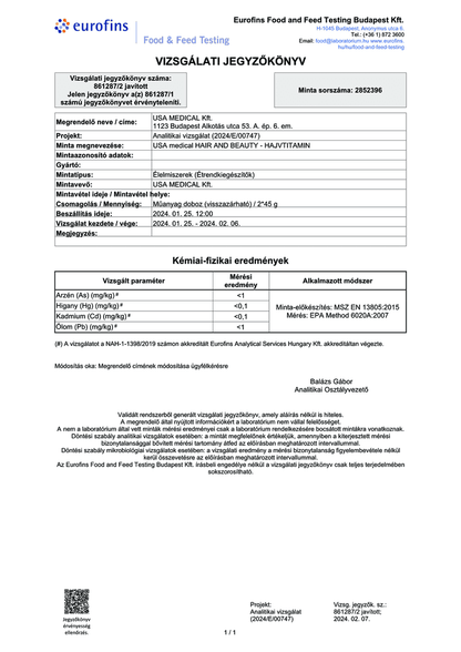 USA Hajvitamin kapszula hialuronnal, kollagénnel és biotinnal 60 db