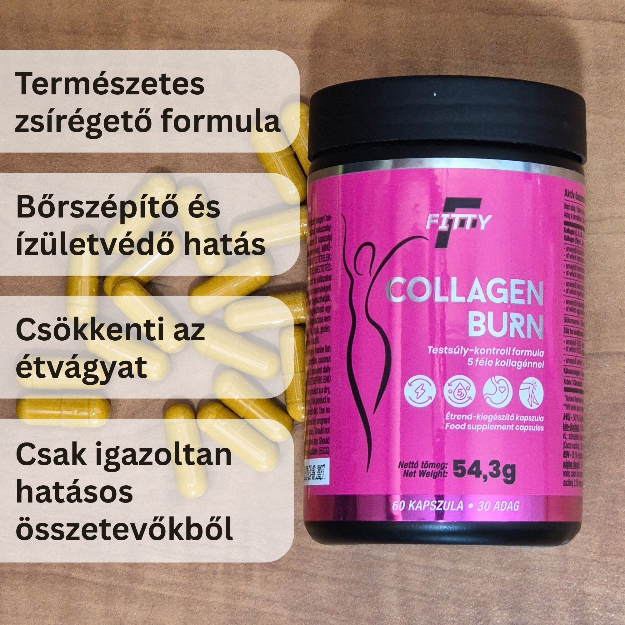 Fitty Collagen Burn kapszula - Testsúly-kontroll formula 5 féle kollagénnel