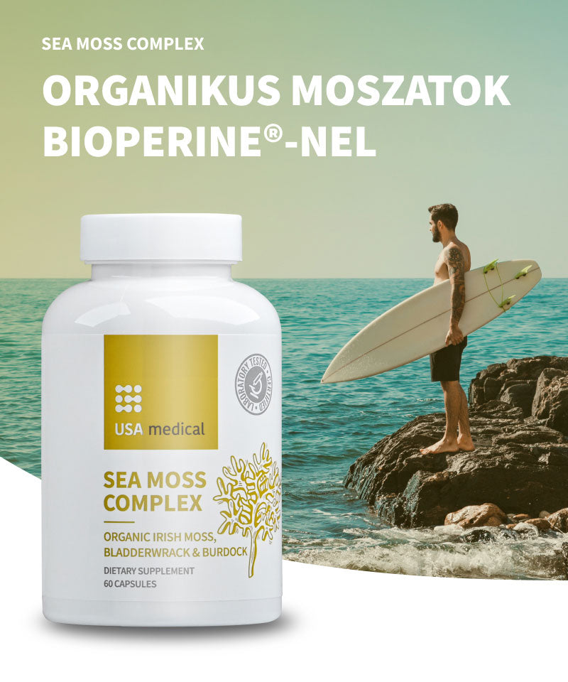USA Organikus moszatok bojtorjángyökérrel és BioPerine®-nel 60 db