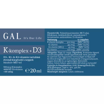GAL D3 + K komplex csepp 60 adag | 4000 NE D3 + 500 mcg K-komplex